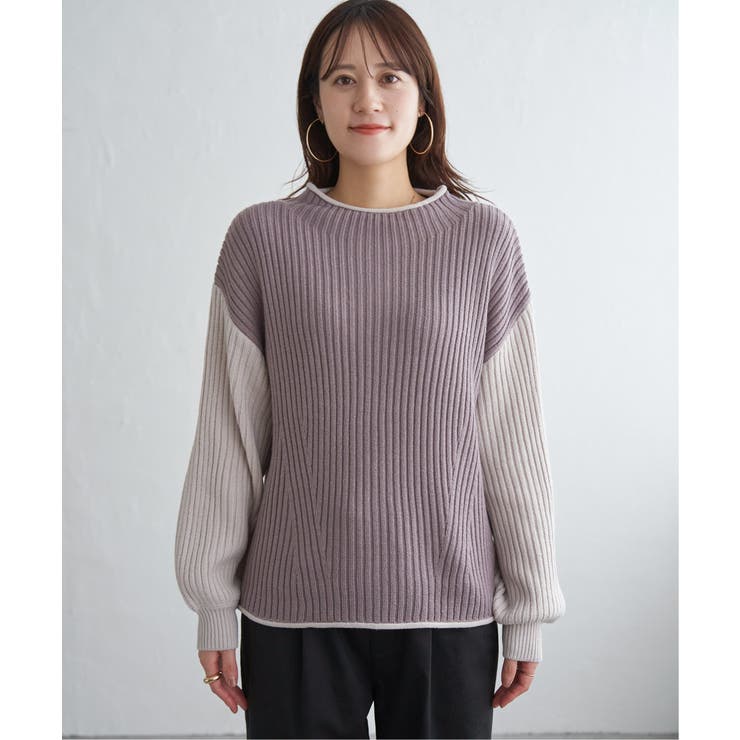 袖配色ワイドリブニットプルオーバー | ikka  | 詳細画像33 