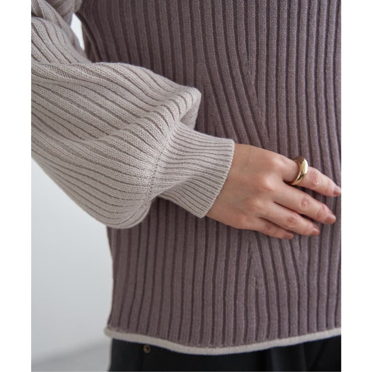 袖配色ワイドリブニットプルオーバー | ikka  | 詳細画像36 