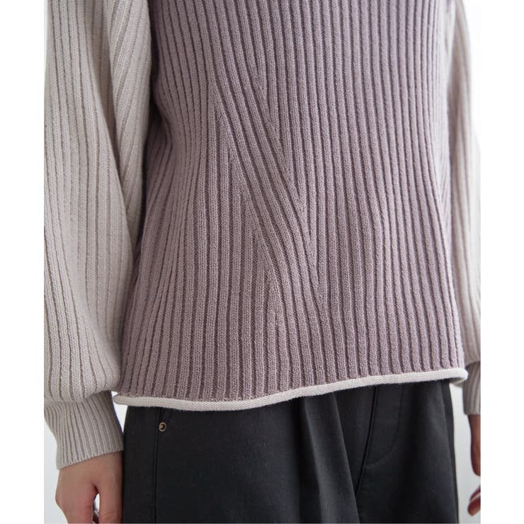 袖配色ワイドリブニットプルオーバー | ikka  | 詳細画像38 