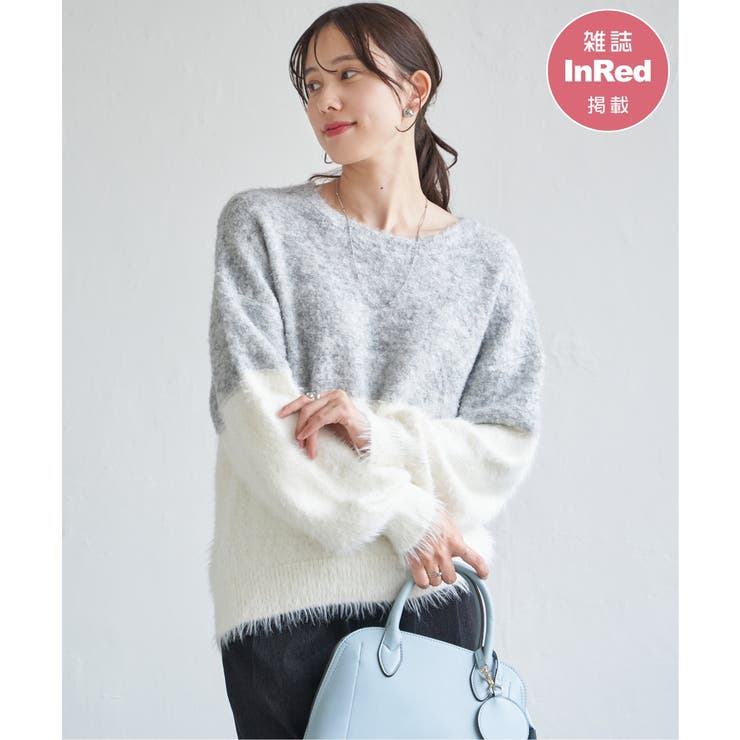 グレー | 【雑誌InRed1月号掲載】ブークレーフェザー切り替えニットプルオーバー | ikka 