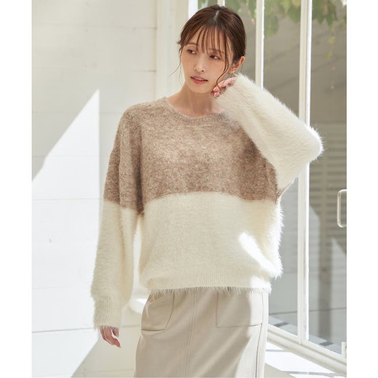 【雑誌InRed1月号掲載】ブークレーフェザー切り替えニットプルオーバー | ikka  | 詳細画像3 