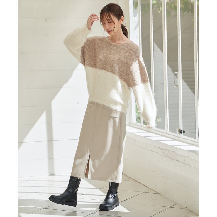 【雑誌InRed1月号掲載】ブークレーフェザー切り替えニットプルオーバー | ikka  | 詳細画像4 