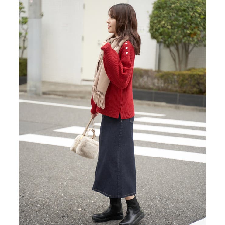 肩ボタン変形リブニットプルオーバー | ikka  | 詳細画像14 