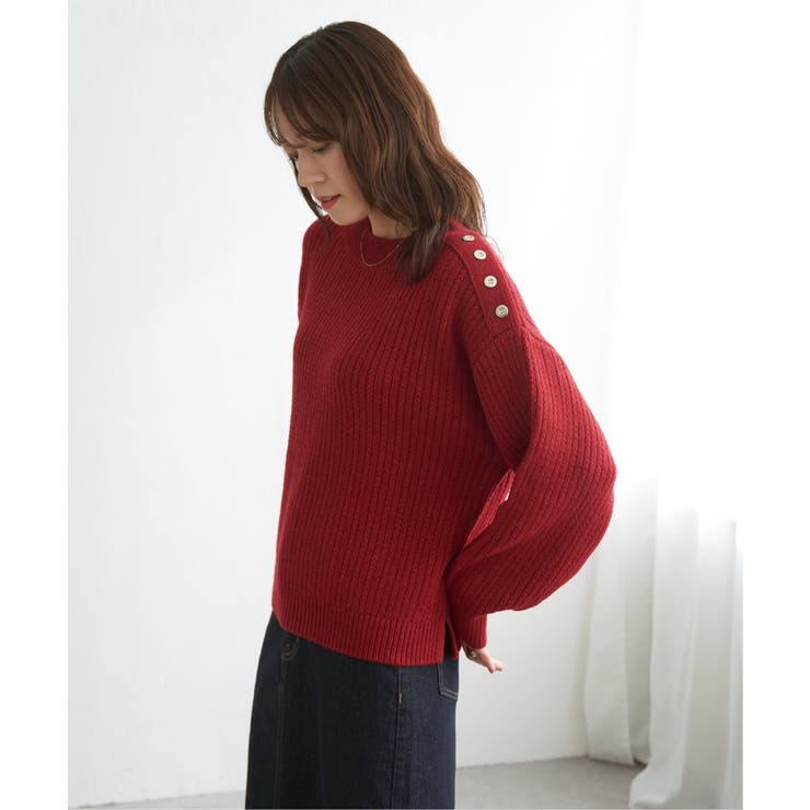 肩ボタン変形リブニットプルオーバー | ikka  | 詳細画像17 