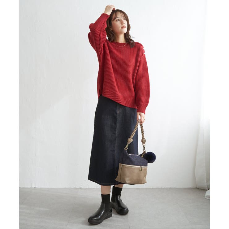 肩ボタン変形リブニットプルオーバー | ikka  | 詳細画像19 