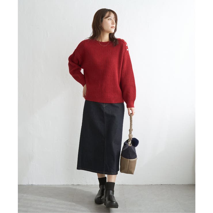 肩ボタン変形リブニットプルオーバー | ikka  | 詳細画像20 