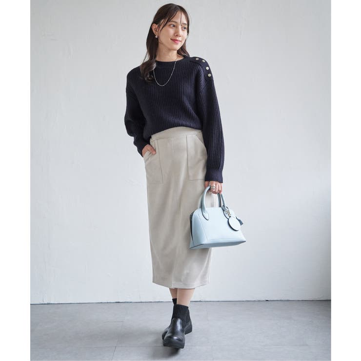 肩ボタン変形リブニットプルオーバー | ikka  | 詳細画像22 