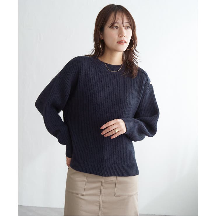 肩ボタン変形リブニットプルオーバー | ikka  | 詳細画像25 