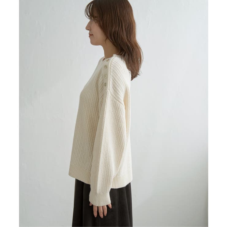 肩ボタン変形リブニットプルオーバー | ikka  | 詳細画像31 