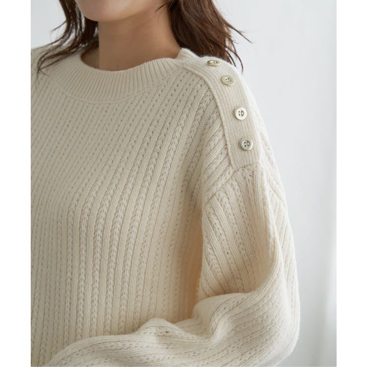 肩ボタン変形リブニットプルオーバー | ikka  | 詳細画像34 