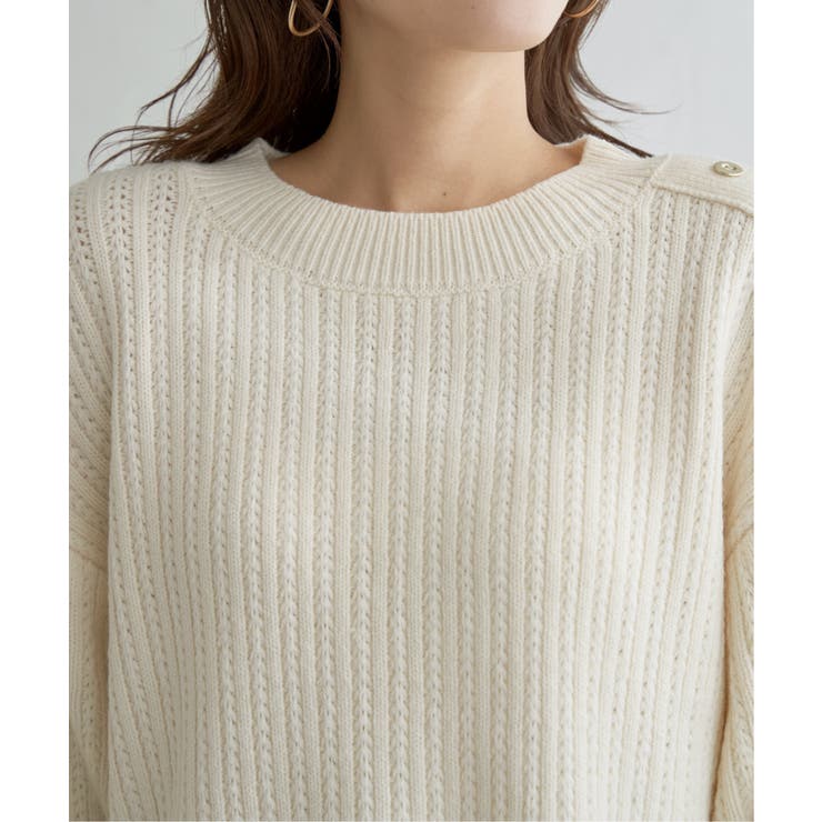 肩ボタン変形リブニットプルオーバー | ikka  | 詳細画像37 