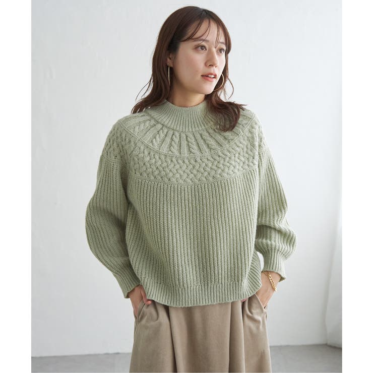 ミントグリーン | 求心編みニットプルオーバー | ikka 
