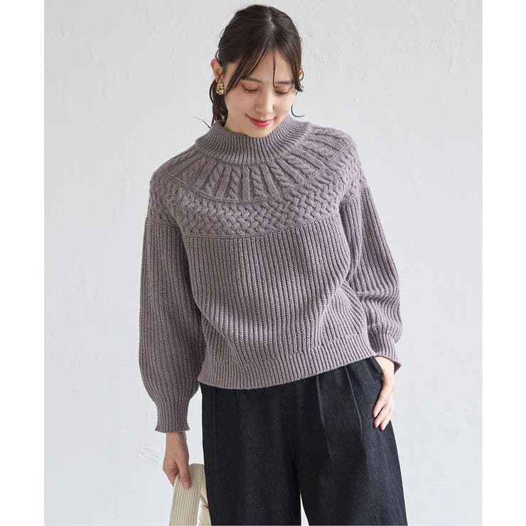 コーヒー | 求心編みニットプルオーバー | ikka 