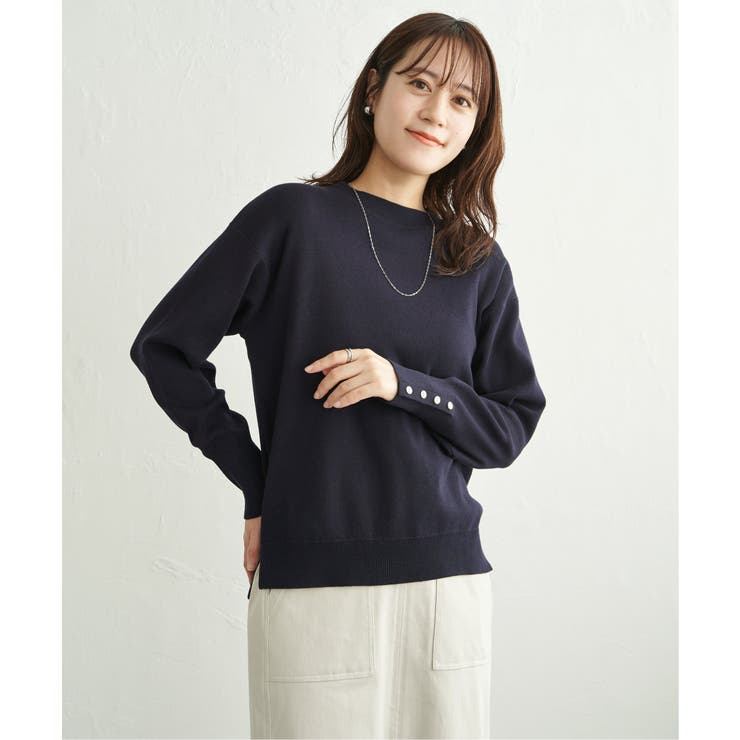 ネイビーブルー | 【UVケア／毛玉防止】コットンMIXニットプルオーバー | ikka 