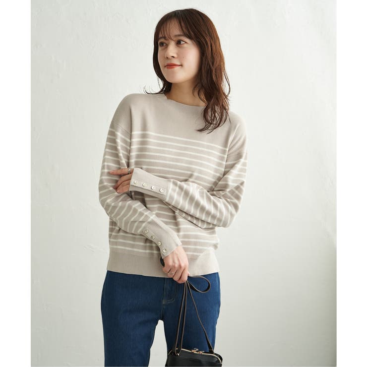 ベージュ | 【UVケア／毛玉防止】コットンMIXニットプルオーバー | ikka 