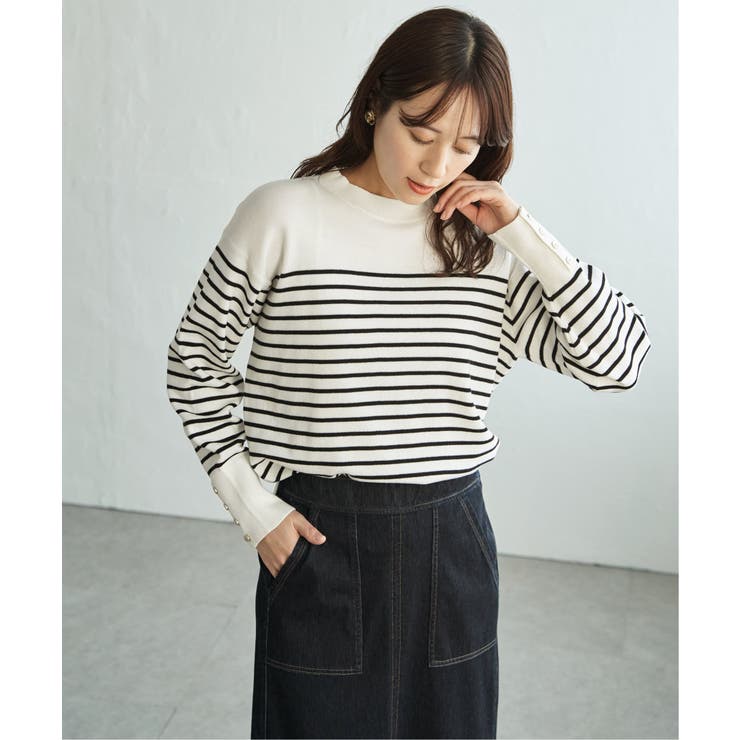 【UVケア／毛玉防止】コットンMIXニットプルオーバー | ikka  | 詳細画像1 