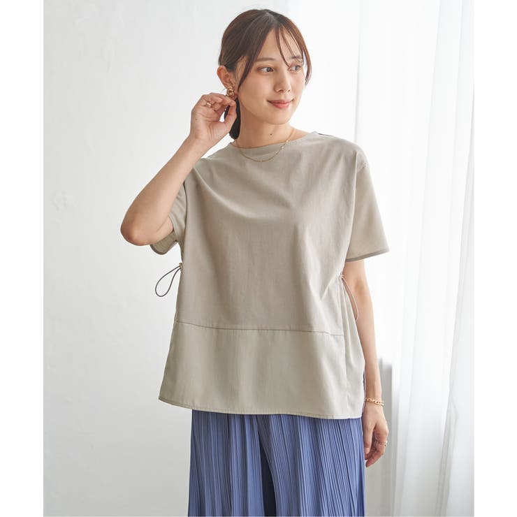 グレージュ | 冷感異素材切り替えドロストプルオーバー | ikka 