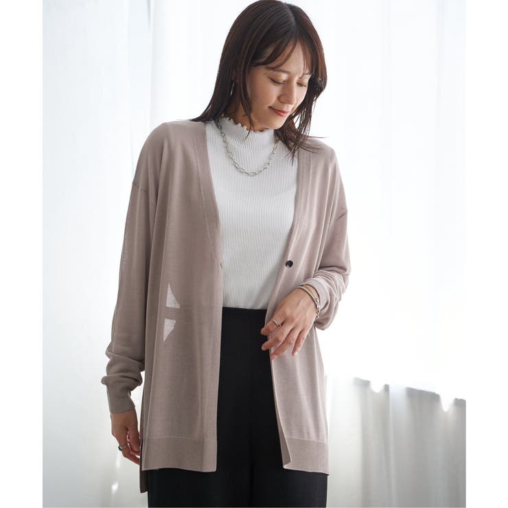 ベージュ | 洗える針抜きカーディガン | ikka 