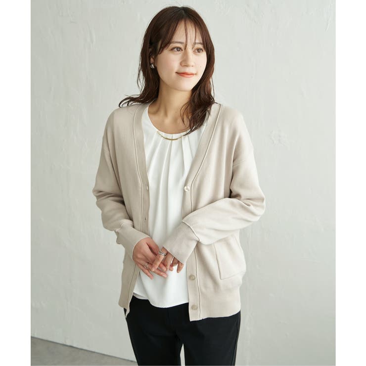 ベージュ | 【UVケア／毛玉防止】コットンMIXニットカーディガン | ikka 