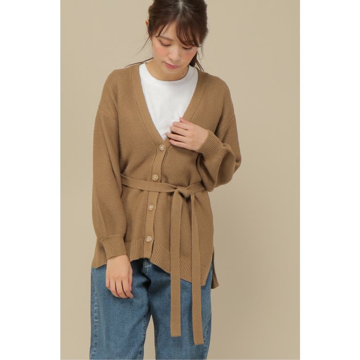 ブラウン | ベルト付きニットカーディガン | ikka 