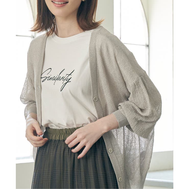 グレイ | Vネックラメニットカーディガン | ikka 