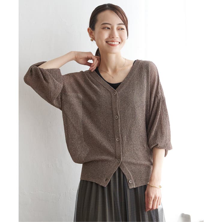 Vネックラメニットカーディガン | ikka  | 詳細画像14 