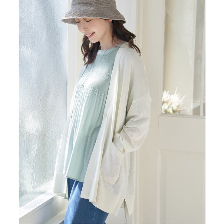 洗えるさらっとVネックカーディガン | ikka  | 詳細画像1 