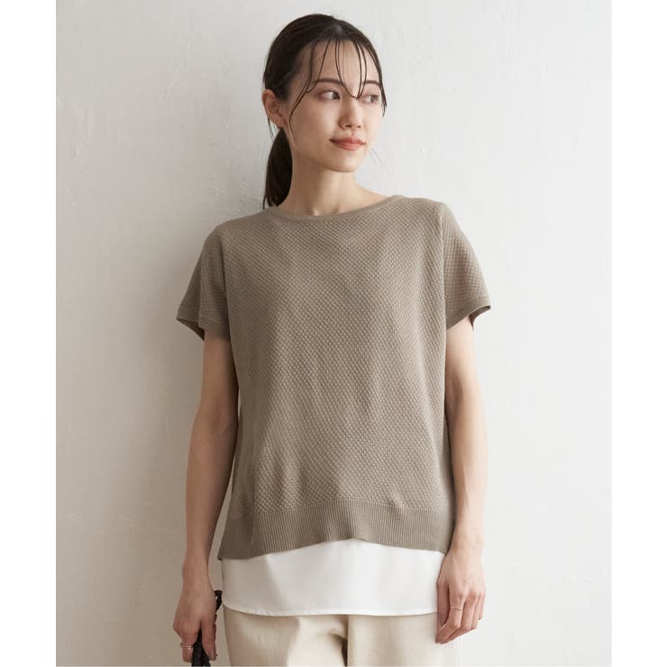 ベージュ | ハニカム柄ニットアンサンブル | ikka 