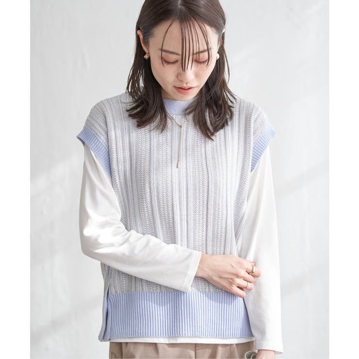 サイドボタンニットベストアンサンブル | ikka  | 詳細画像10 