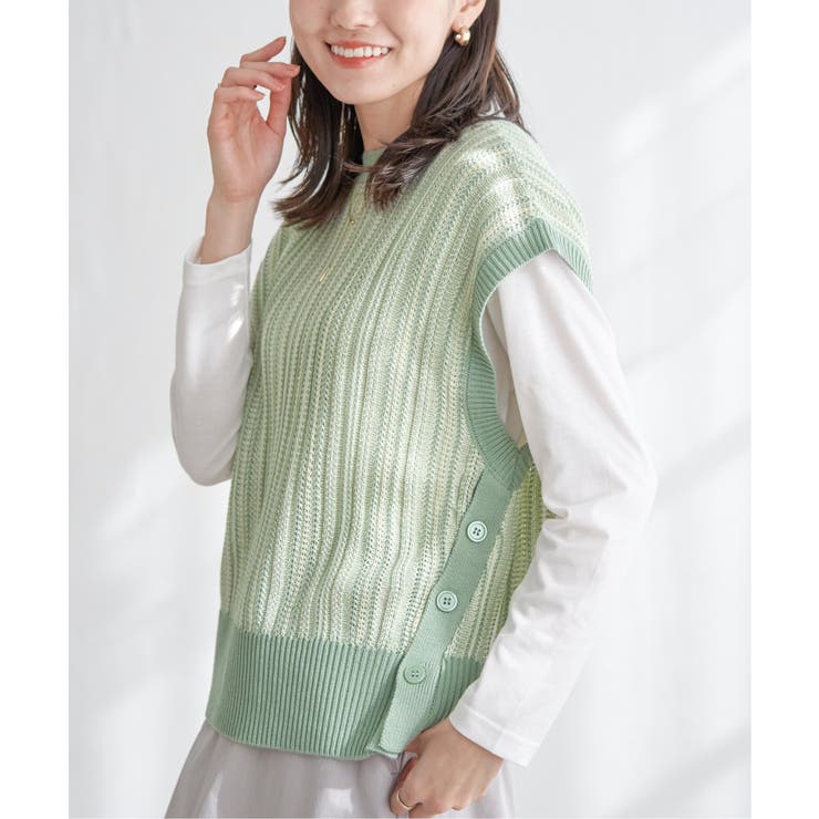 サイドボタンニットベストアンサンブル | ikka  | 詳細画像25 