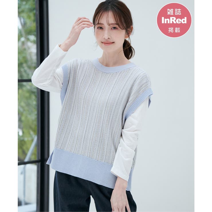 サイドボタンニットベストアンサンブル | ikka  | 詳細画像1 