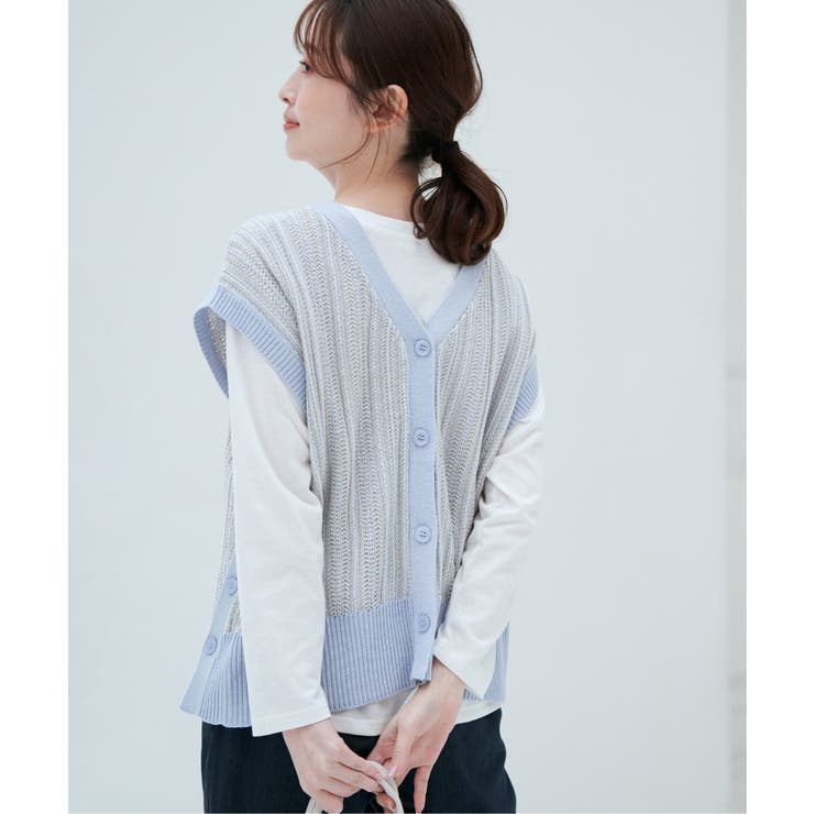 サイドボタンニットベストアンサンブル | ikka  | 詳細画像2 