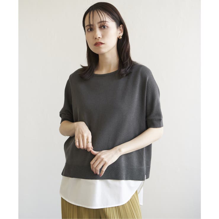 チャコール | 【2点セット】ドルマン裾ラメニットアンサンブル | ikka 