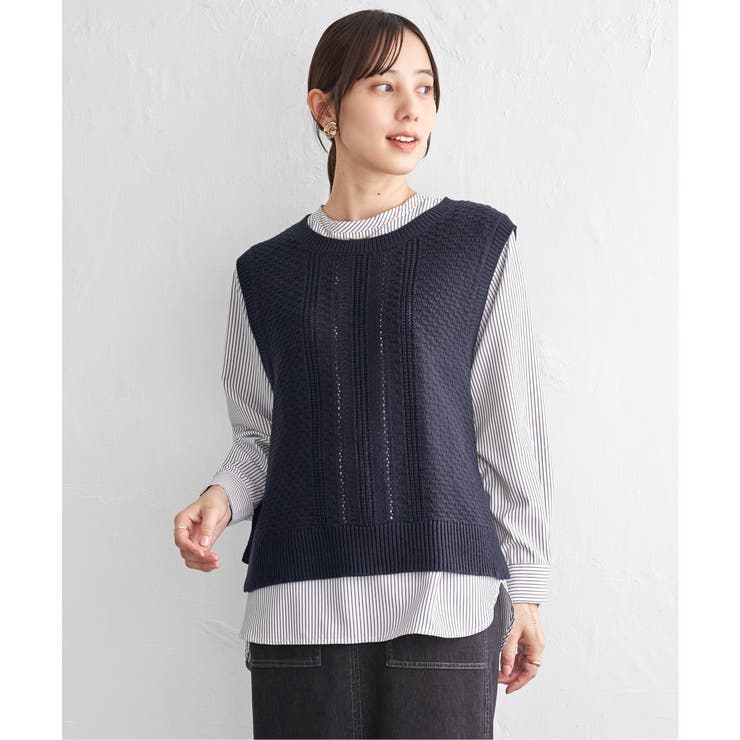 【2点セット】ニットベストブラウスセット | ikka  | 詳細画像12 