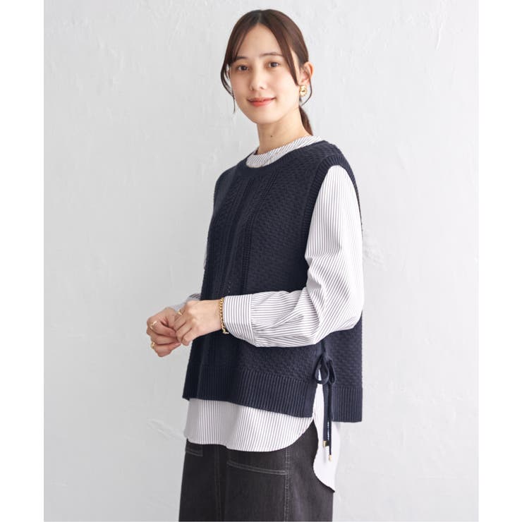 【2点セット】ニットベストブラウスセット | ikka  | 詳細画像14 