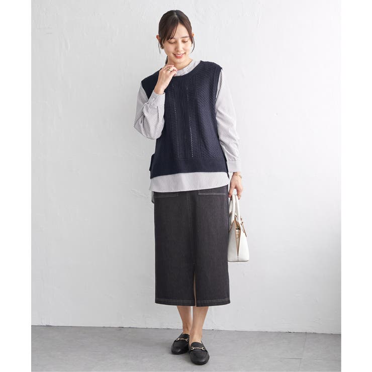 【2点セット】ニットベストブラウスセット | ikka  | 詳細画像16 
