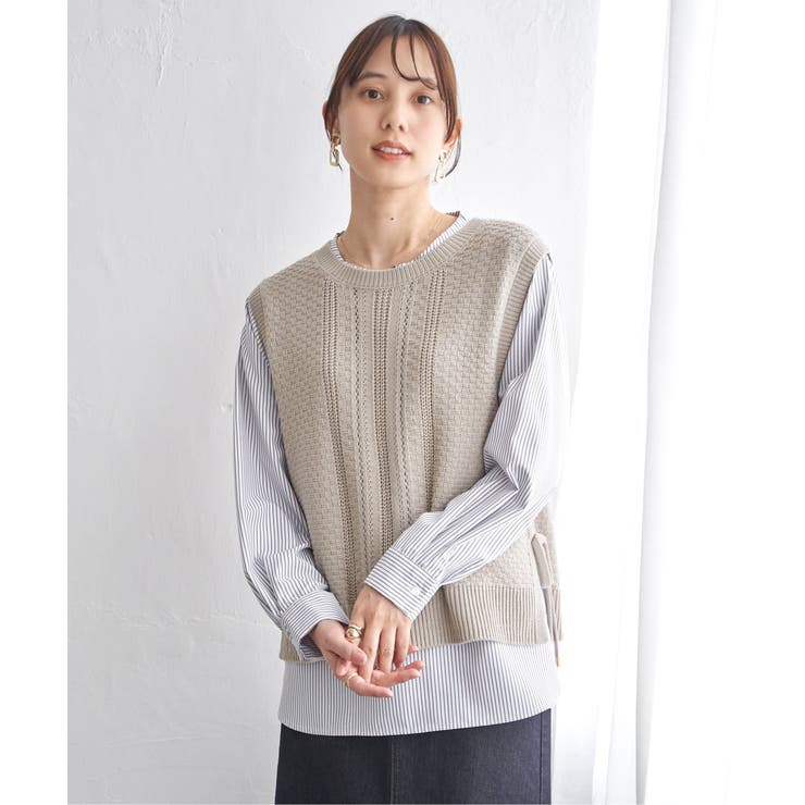 【2点セット】ニットベストブラウスセット | ikka  | 詳細画像2 