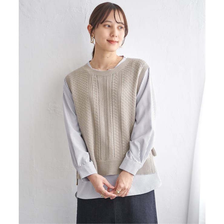 【2点セット】ニットベストブラウスセット | ikka  | 詳細画像3 