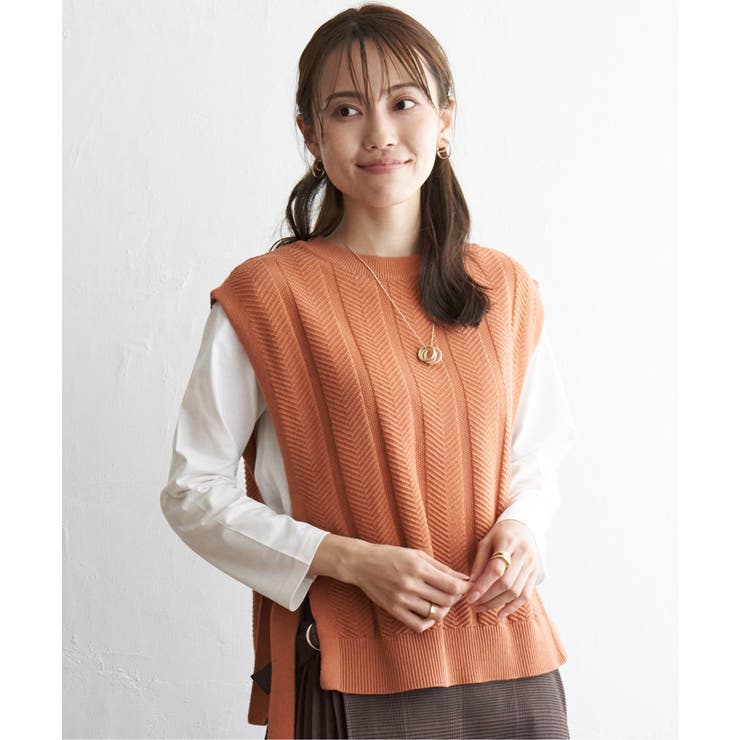 サイドリボンニットベスト[品番：IKAW0019153]｜ikka （イッカ）の