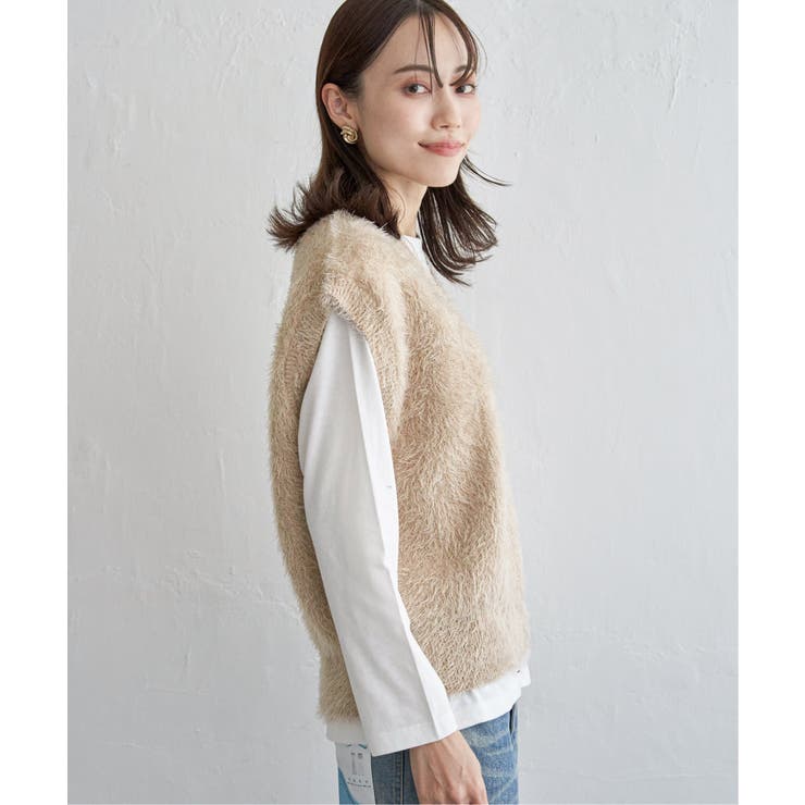 フェザーVネックベスト | ikka  | 詳細画像8 