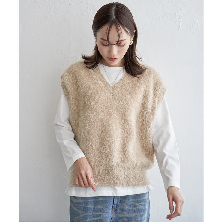 フェザーVネックベスト | ikka  | 詳細画像10 