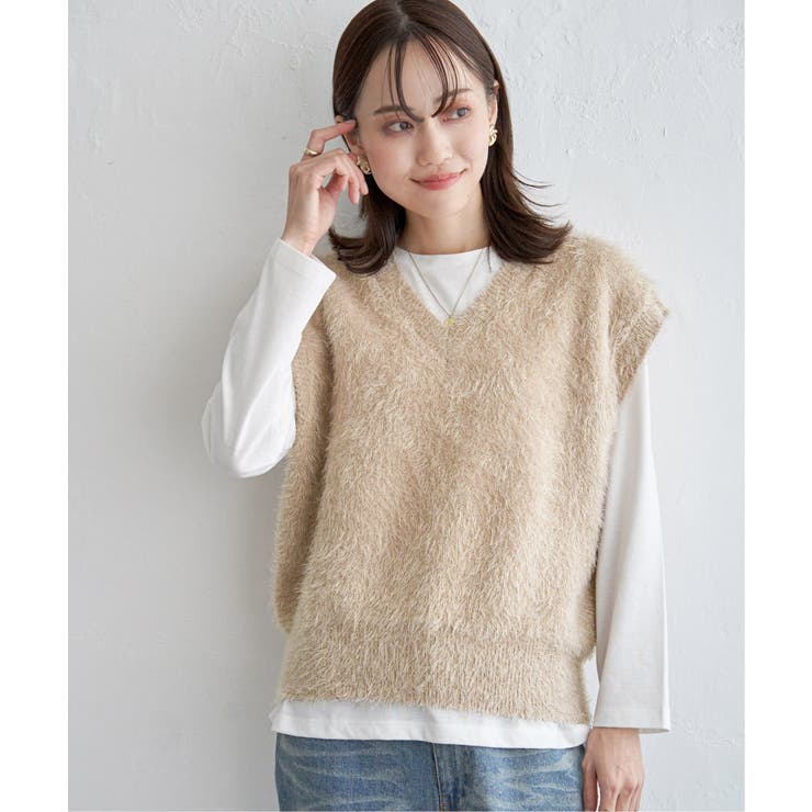 フェザーVネックベスト | ikka  | 詳細画像2 