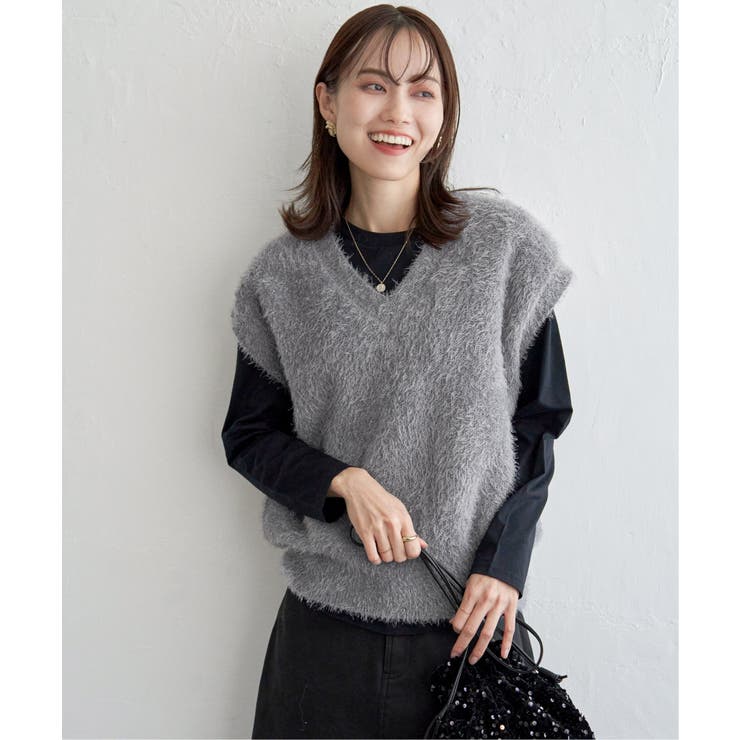 フェザーVネックベスト | ikka  | 詳細画像5 