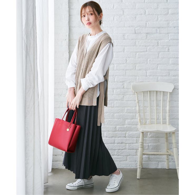 綿混サイドリボンニットベスト | ikka  | 詳細画像6 