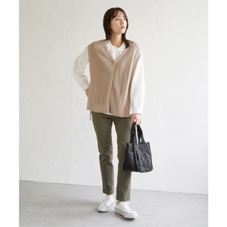 綿混サイドリボンニットベスト | ikka  | 詳細画像10 