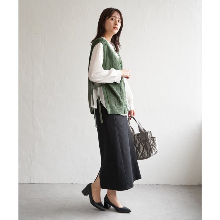 綿混サイドリボンニットベスト | ikka  | 詳細画像16 