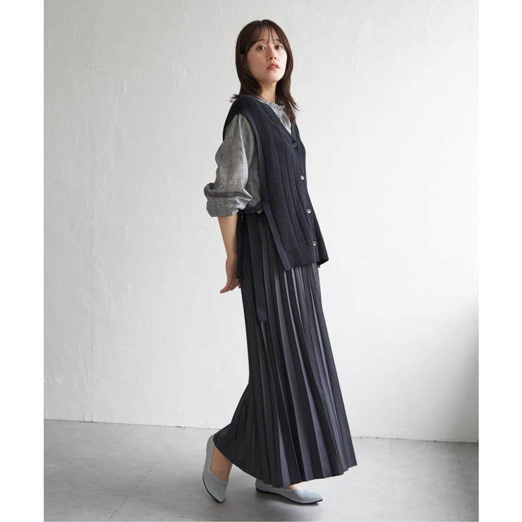 綿混サイドリボンニットベスト | ikka  | 詳細画像19 