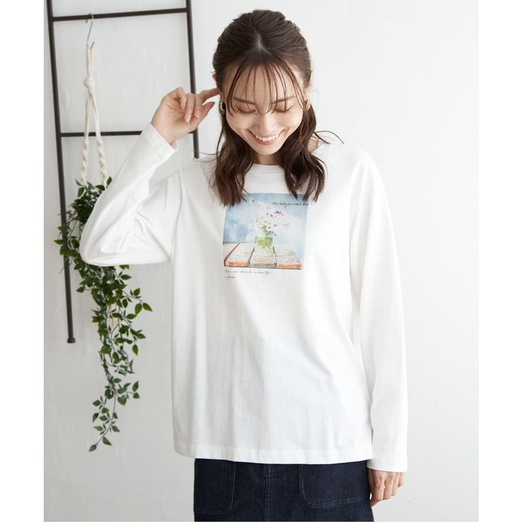 オフホワイト | ロゴフォトプリントロンＴ | ikka 
