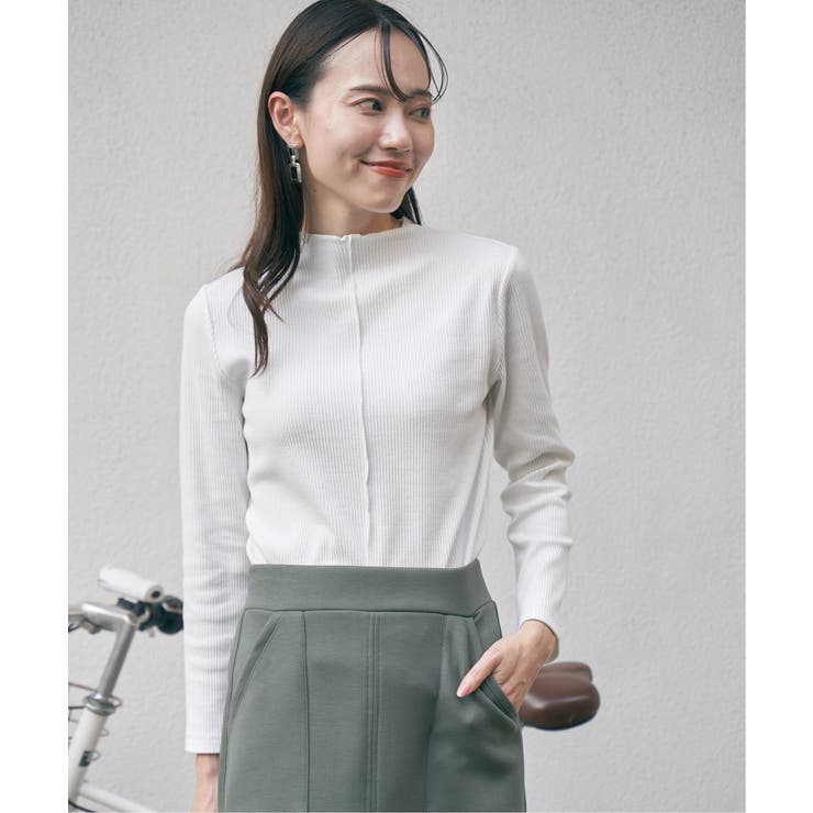 オフホワイト | 前後2WAY三角テレコプルオーバー | ikka 