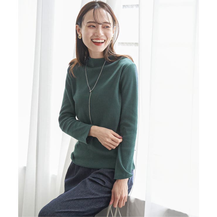 Dkグリーン | 前後2WAY三角テレコプルオーバー | ikka 